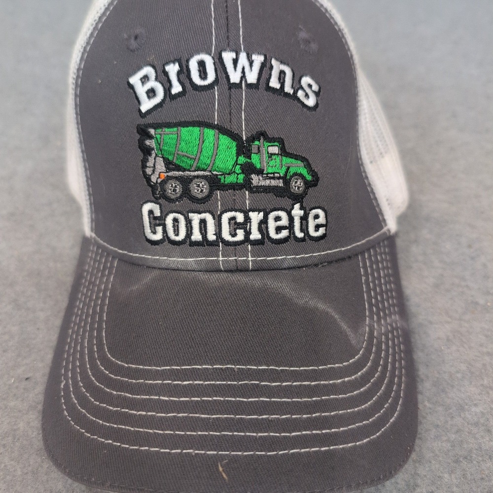 Crown Browns Concrete Cement Trucker Hat Gray White Mesh Adjustable Cap NA308 - Picture 2 of 5